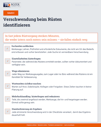 Checkliste Verschwendung beim Rüsten identifizieren — Rozek Consulting